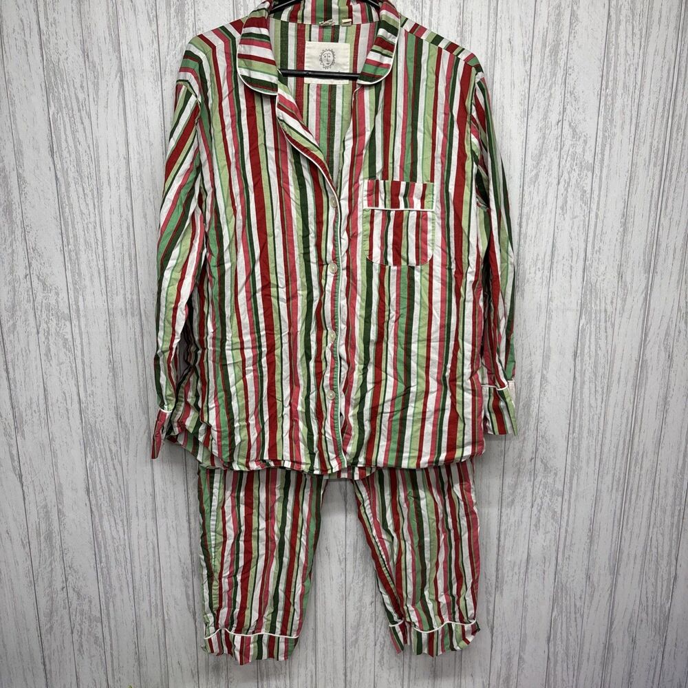 Womens Size S Print Fresh Candy Striped PJ Set EUC